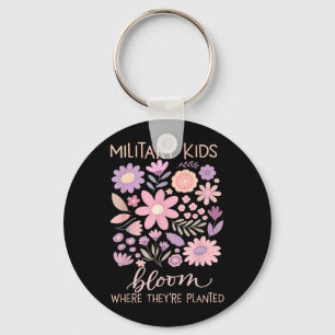Military Kid Dandelion Bloom Where Planted Purple Keychain