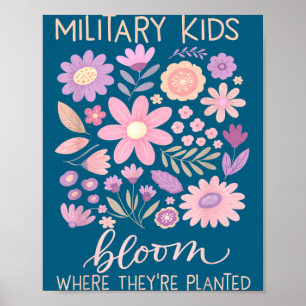 Military kid dandelion bloom where planted purple poster
