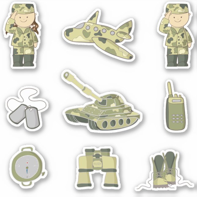 Military Kids Educational Green Camo Sticker (Front)