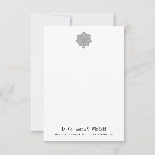 Military Lieutenant Colonel Personal Stationery