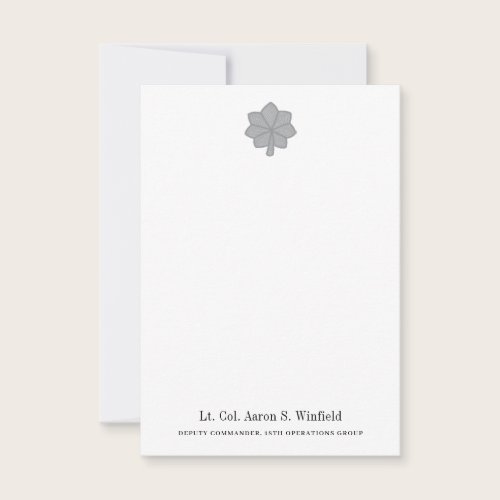 Military Lieutenant Colonel Personal Stationery Thank You Card