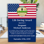 Military Life Saving Department Branch Custom Logo Acrylic Award<br><div class="desc">Celebrate and show your appreciation to an outstanding Military Service member or Police Officer with this American Flag Life Saving Award - USA American flag design modern red white blue design with custom military branch emblem, police department logo. Personalize this military award with name, text with law enforcement department name,...</div>
