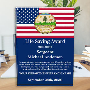 Military Life Saving Department Branch Custom Logo Acrylic Award