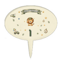 Military Lion First Birthday Cake Topper