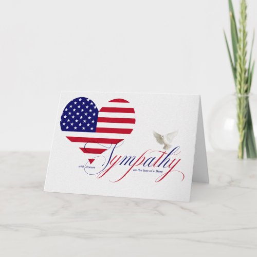 Military Loss of a Hero Dove and Flag Sympathy Card