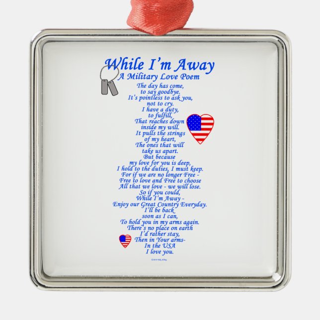 Military Love Poem Metal Ornament (Front)