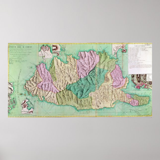 Military map of Corsica, 1768 Poster (Front)
