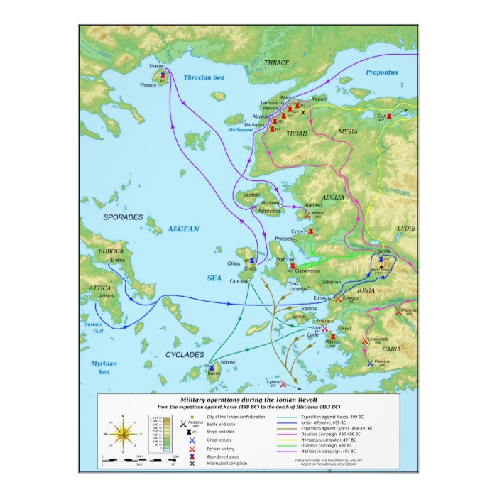 Military Map of the Ionian Revolt Campaign Photograph