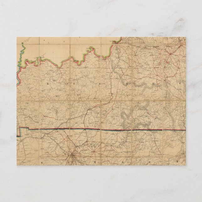 Military Map of the States of Kentucky Postcard (Front)