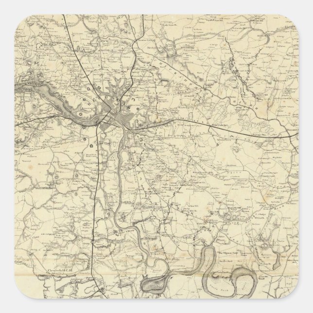 Military Map of the United States Square Sticker (Front)