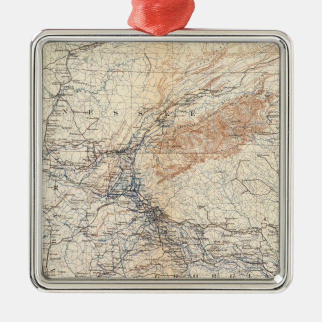 Military map, WT Sherman Metal Ornament (Front)