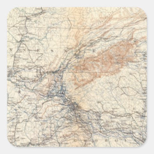 Military map, WT Sherman Square Sticker