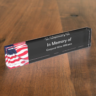 Military Memorial American Desk Name Plate
