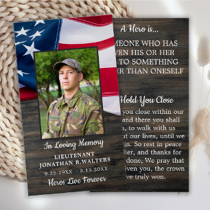Military Memorial Fallen Soldier Prayer Card