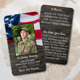 Military Memorial Flag Fallen Soldier Prayer Card