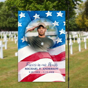 Military Memorial Photo Patriotic Veteran Cemetery Garden Flag