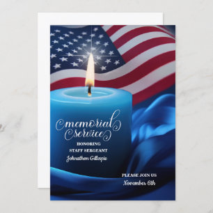 Military Memorial Service Invitation Stars Stripes