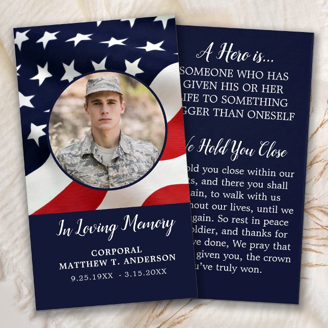 Military Memorial Soldier USA Flag Prayer Card (Creator Uploaded)