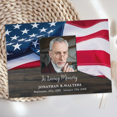 Military Memorial Sympathy Flag Funeral Thank You Note Card
