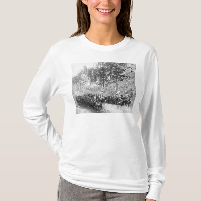 Military Men in Rows on Horseback Photograph T-Shirt (Front)