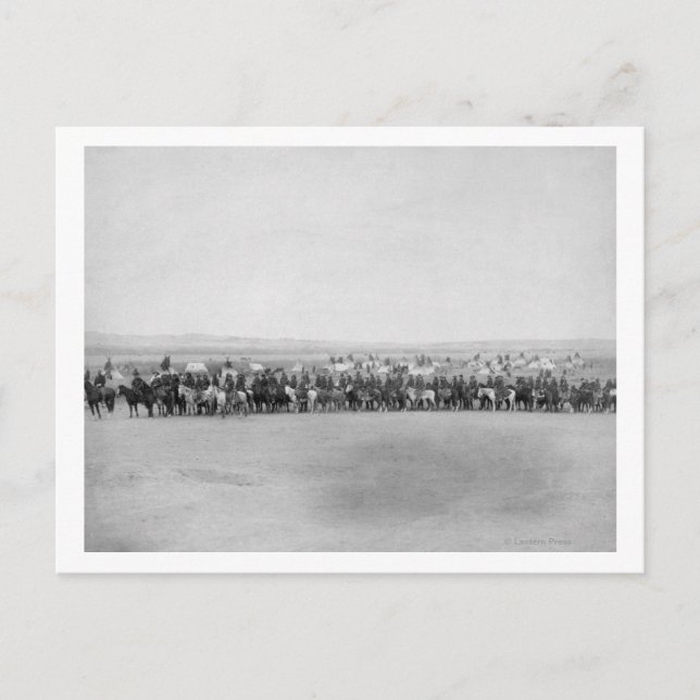 Military Men with 70 Lakota Indian Scouts Postcard (Front)