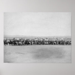 Military Men with 70 Lakota Indian Scouts Poster