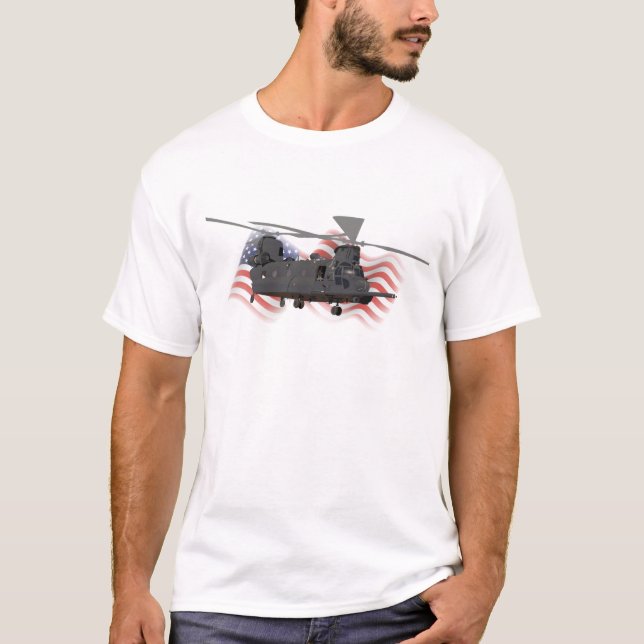 Military MH-47 Chinook Helicopter T-Shirt (Front)