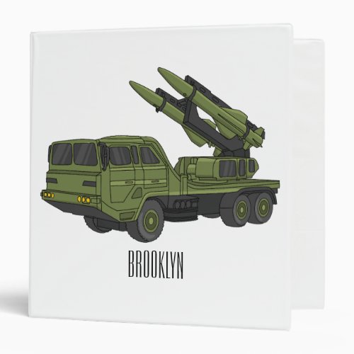 Military missile truck cartoon illustration 3 ring binder