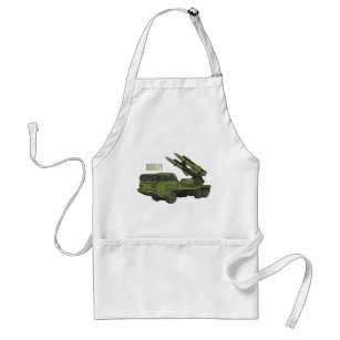 Military missile truck cartoon illustration adult apron