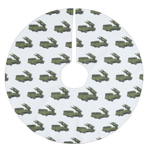 Military missile truck cartoon illustration brushed polyester tree skirt