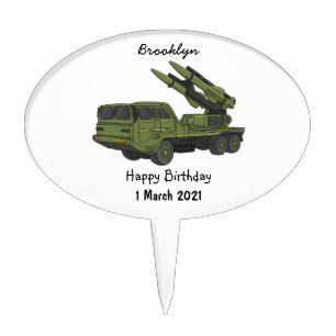 Military missile truck cartoon illustration cake topper