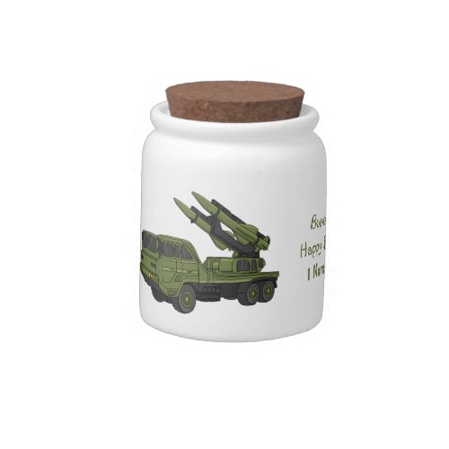 Military missile truck cartoon illustration candy jar