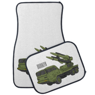 Military missile truck cartoon illustration car floor mat