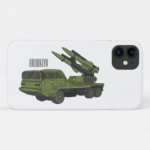 Military missile truck cartoon illustration iPhone 11 case