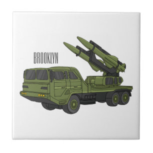 Military missile truck cartoon illustration ceramic tile