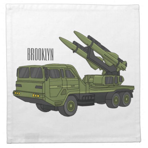 Military missile truck cartoon illustration cloth napkin