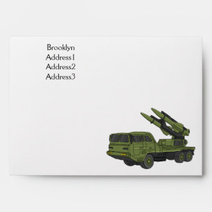Military missile truck cartoon illustration envelope