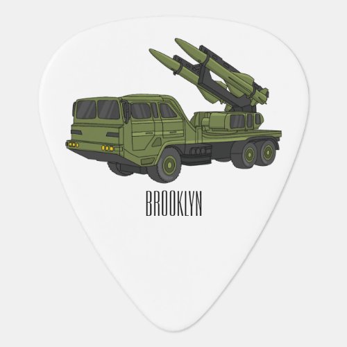 Military missile truck cartoon illustration guitar pick