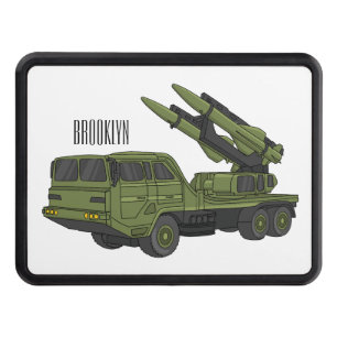 Military missile truck cartoon illustration hitch cover