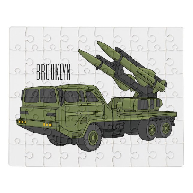 Military missile truck cartoon illustration jigsaw puzzle (Puzzle Horizontal)