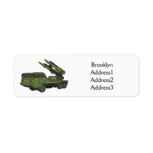 Military missile truck cartoon illustration label