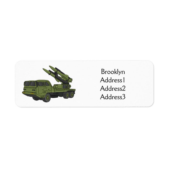 Military missile truck cartoon illustration label (Front)