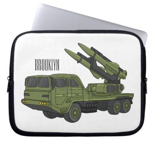 Military missile truck cartoon illustration laptop sleeve