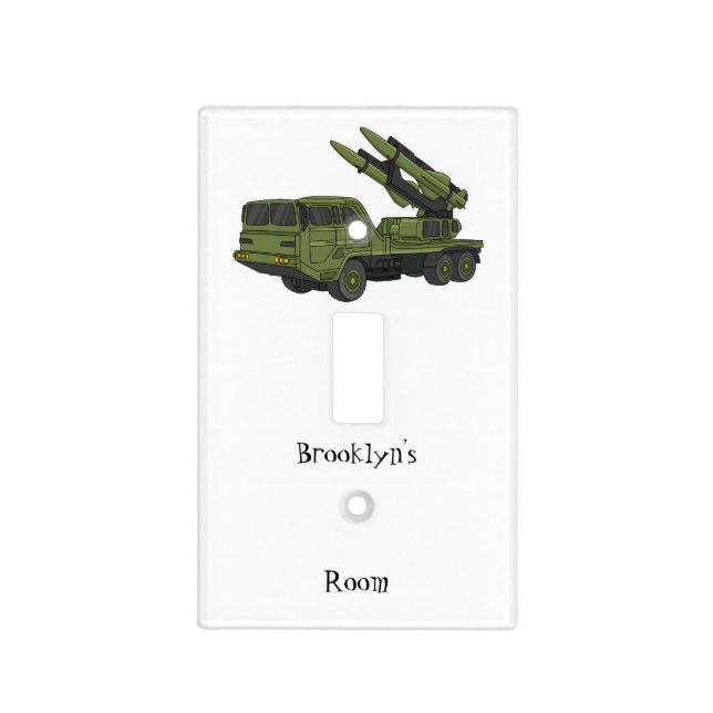 Military missile truck cartoon illustration light switch cover (Front)
