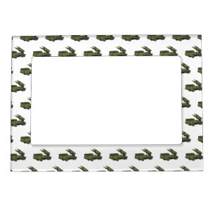 Military missile truck cartoon illustration magnetic frame