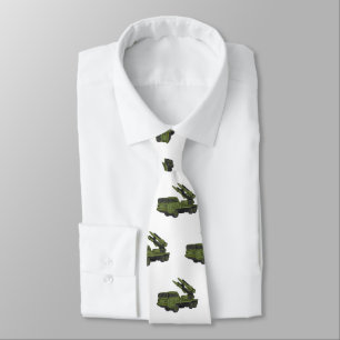 Military missile truck cartoon illustration neck tie