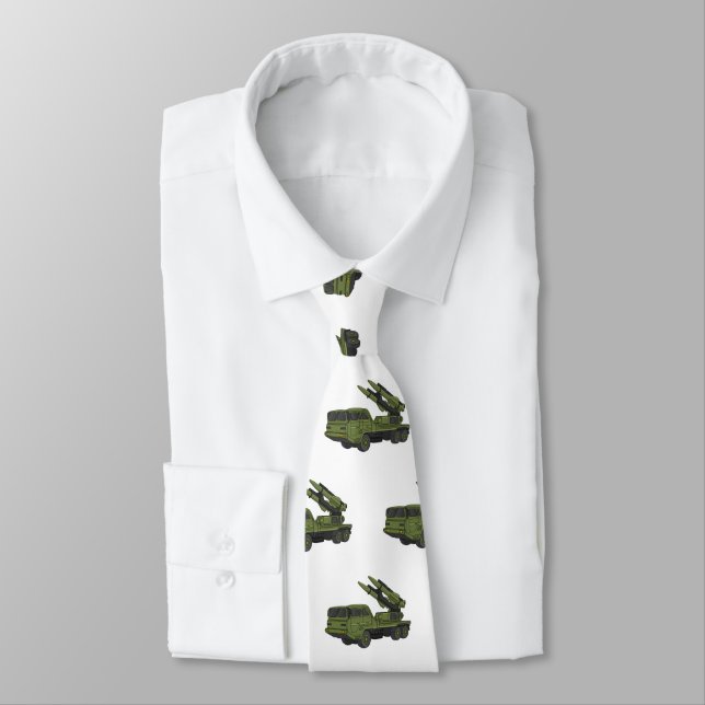 Military missile truck cartoon illustration neck tie (Tied)