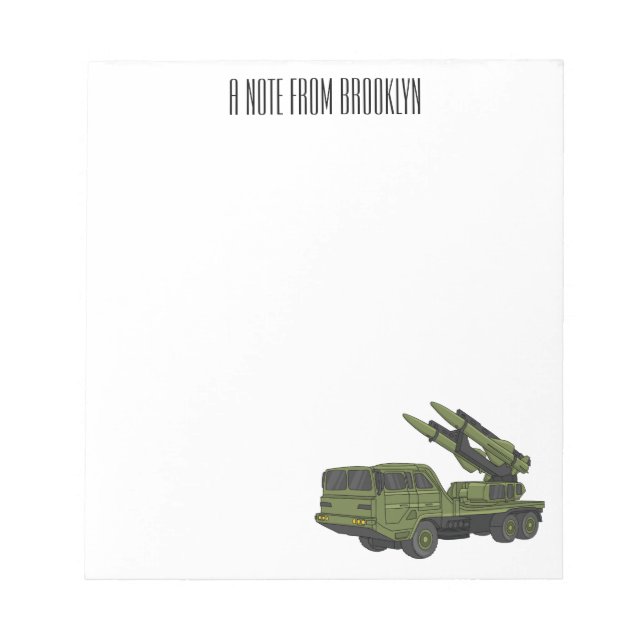 Military missile truck cartoon illustration notepad (Front)