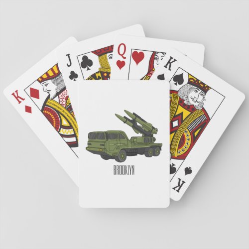 Military missile truck cartoon illustration playing cards