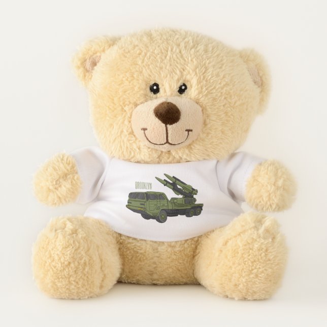 Military missile truck cartoon illustration  teddy bear (Front)